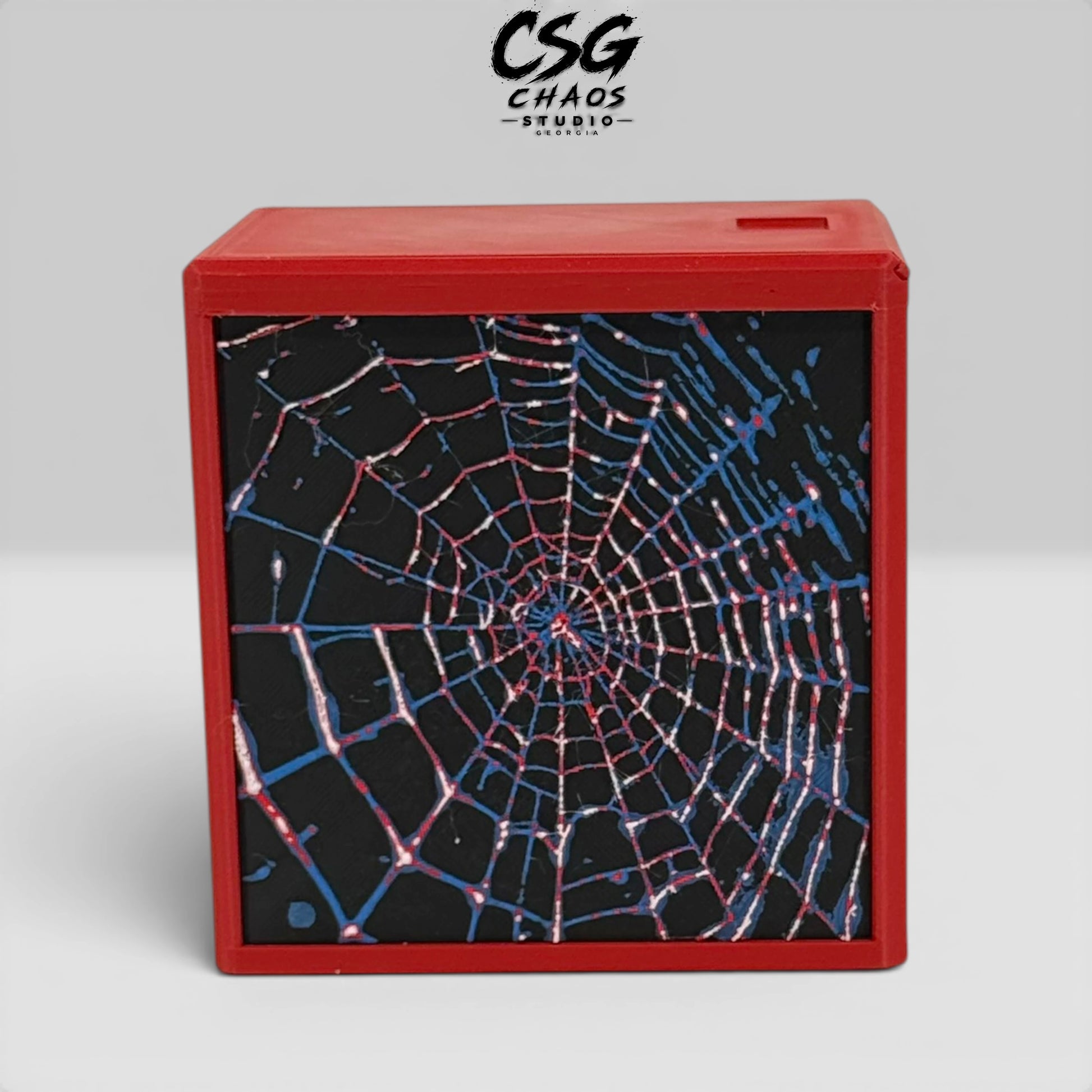 Internal card divider inside MTG commander deck box Spider Web PRISM — separate deck from tokens — Chaos Studio Georgia