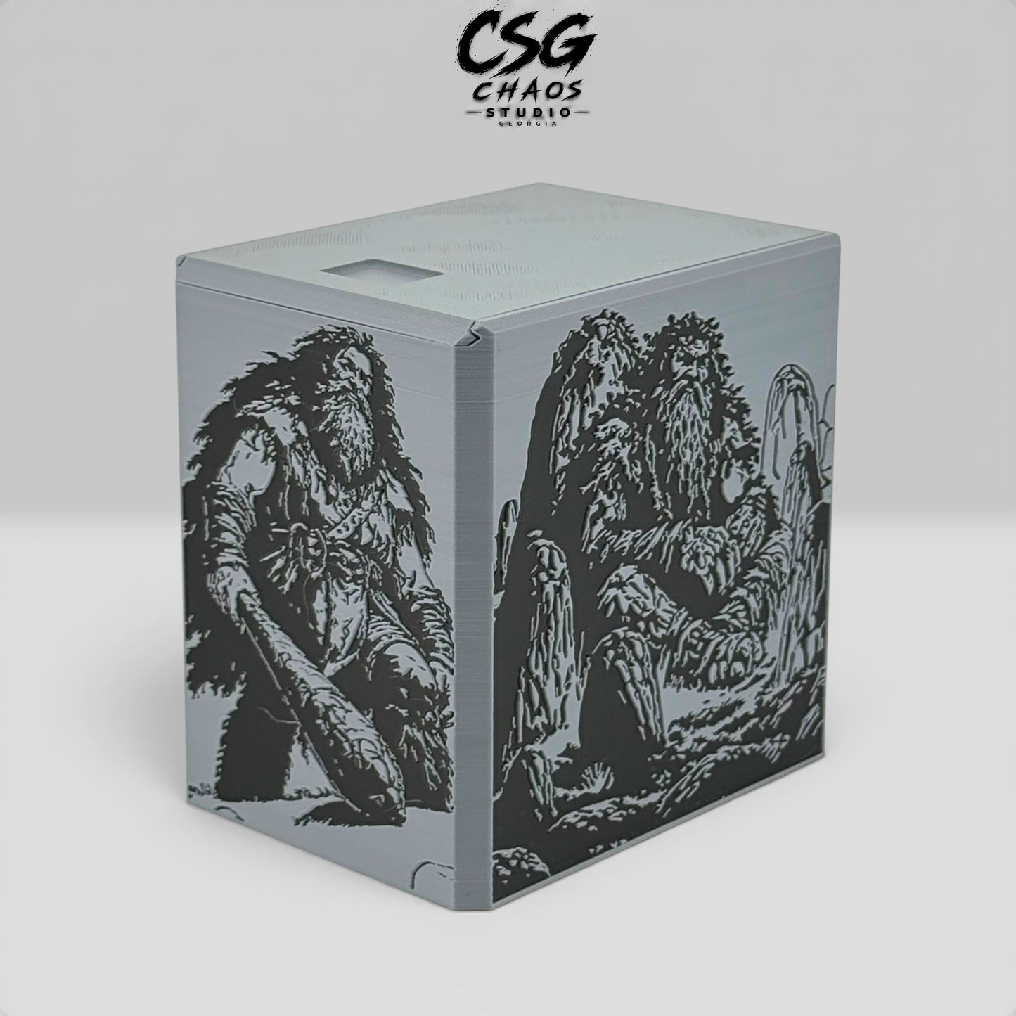 MTG commander deck box Mountain Giant PILLAR series in gray and black — Chaos Studio Georgia