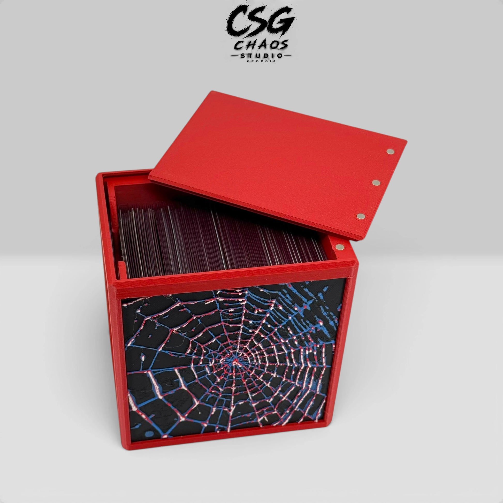 MTG commander deck box Spider Web single-sleeved capacity 135 cards shown — Chaos Studio Georgia